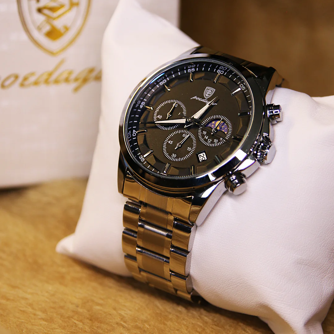 Relógio Masculino Poedagar Moon 40mm Fase Lunar