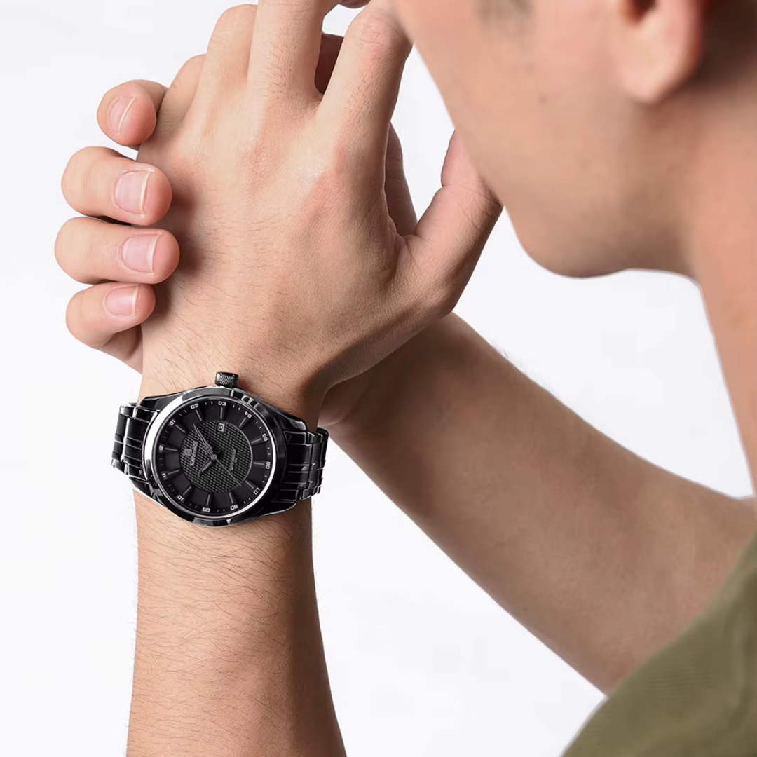 Relógio Masculino Naviforce Black 44mm Liga Metálica Reforçada