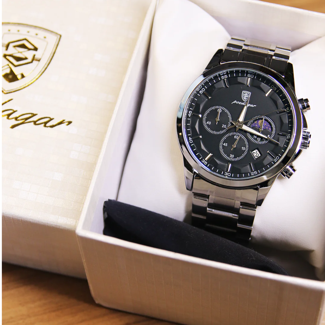 Relógio Masculino Poedagar Moon 40mm Fase Lunar