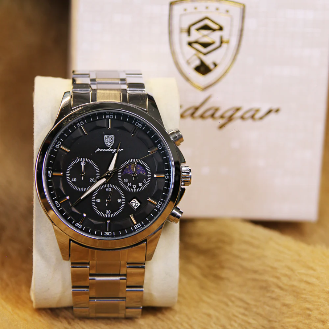 Relógio Masculino Poedagar Moon 40mm Fase Lunar