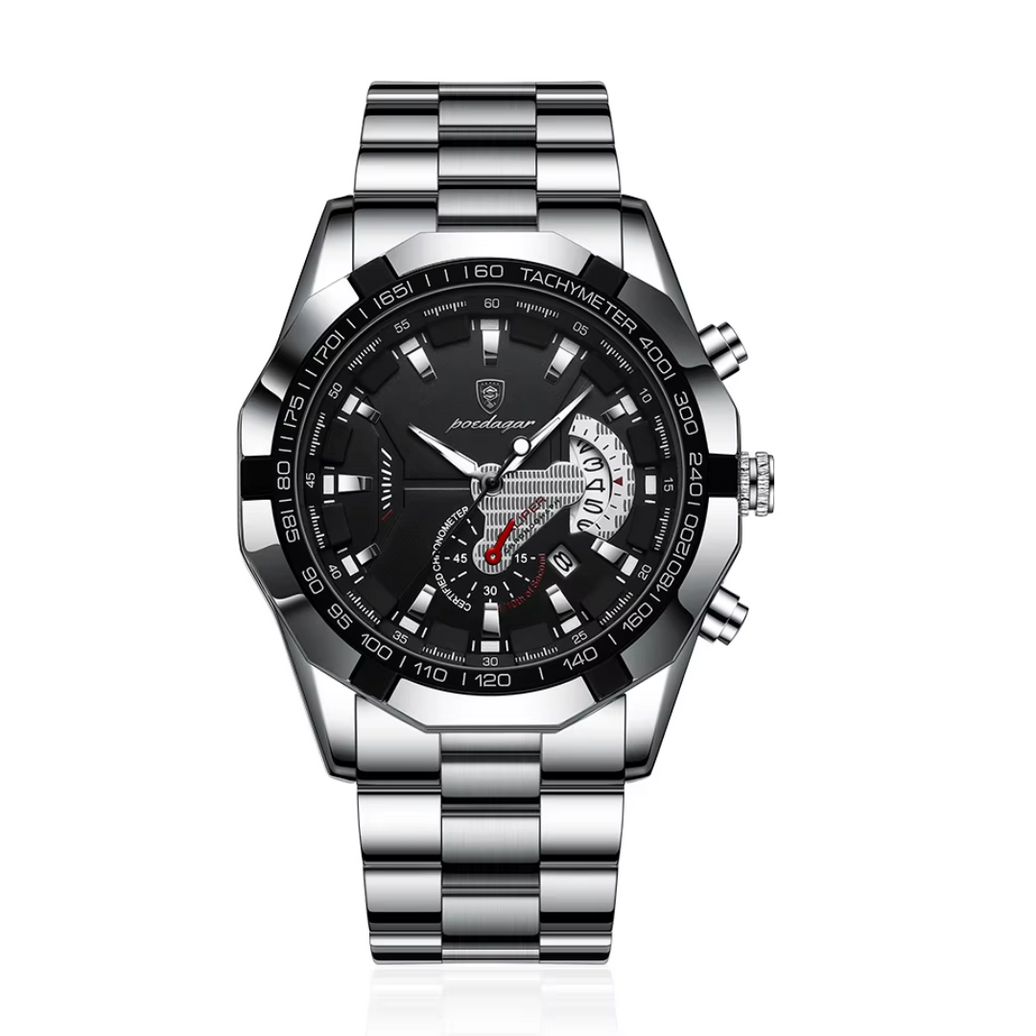 Relógio Masculino Poedagar Class 45mm Aço inoxidável