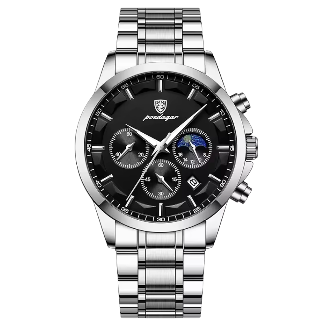 Relógio Masculino Poedagar Moon 40mm Fase Lunar