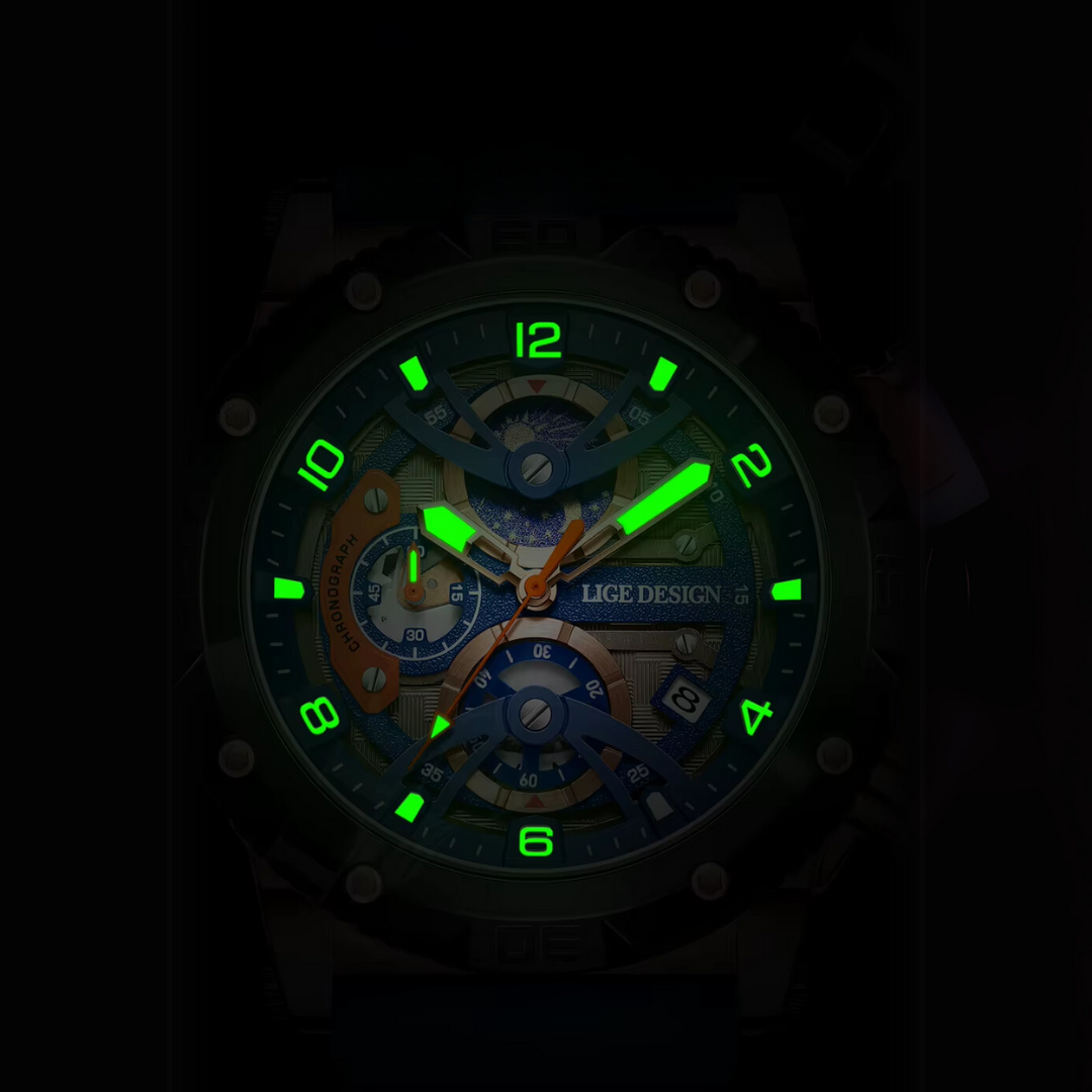 Relógio Masculino Lige Reactor 45mm Silicone Premium