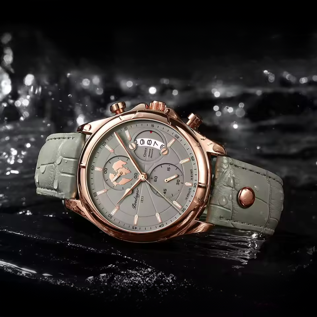 Relógio Masculino Poedagar Deluxe 44mm Couro Genuíno
