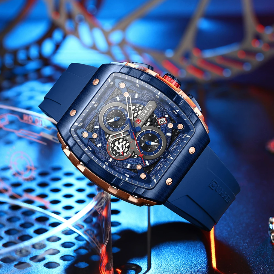 Relógio Masculino Curren Dominion 49mm Liga Metálica Retangular