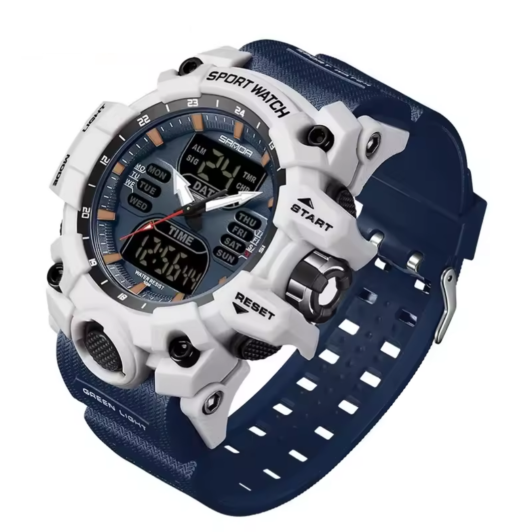 Relógio SANDA 6126 Esportivo Azul e Branco