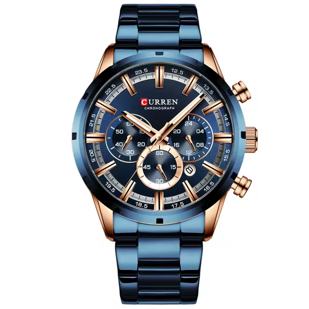 Relógio Masculino Curren Master 47mm Aço Polido