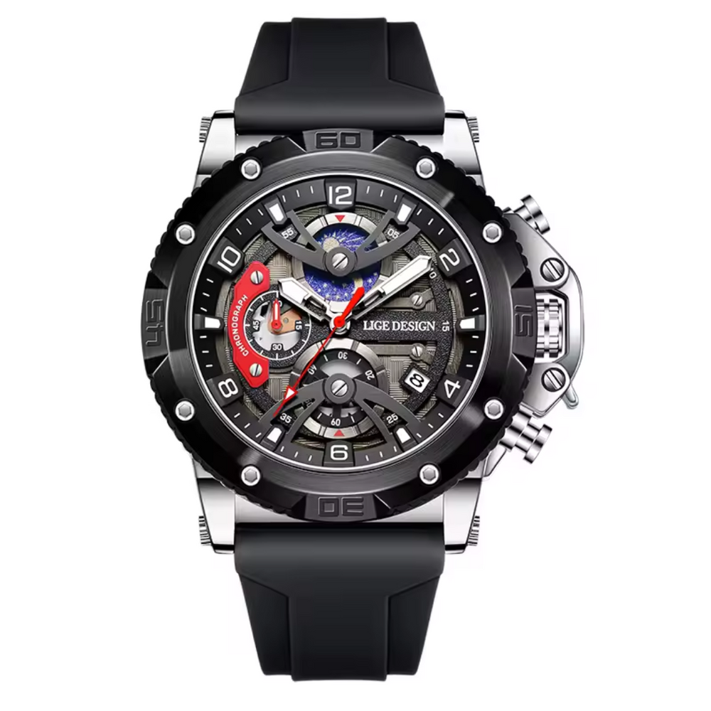 Relógio Masculino Lige Reactor 45mm Silicone Premium