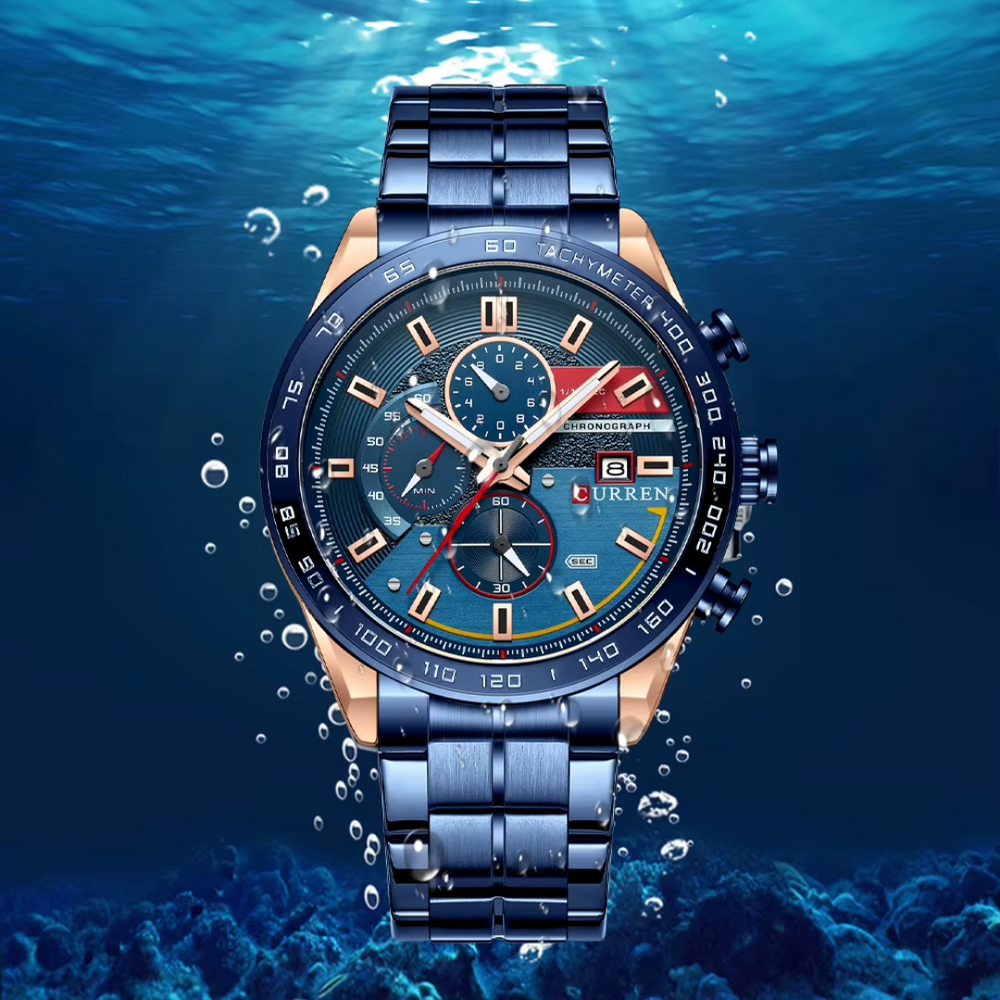 Relógio Masculino Curren Poker 45mm Acabamento Polido