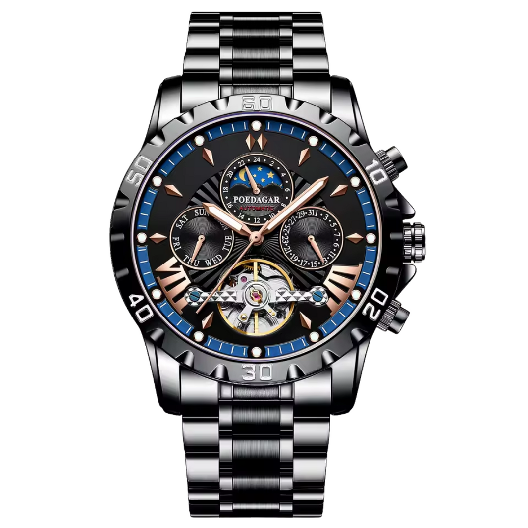Relógio Masculino Poedagar Cassino 43mm Automático Cristal de Safira