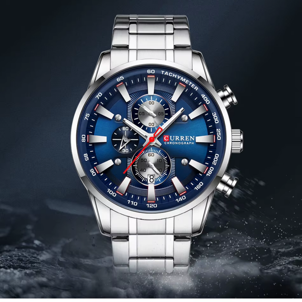 Relógio Masculino Curren Chromo 47mm 3 Mostradores