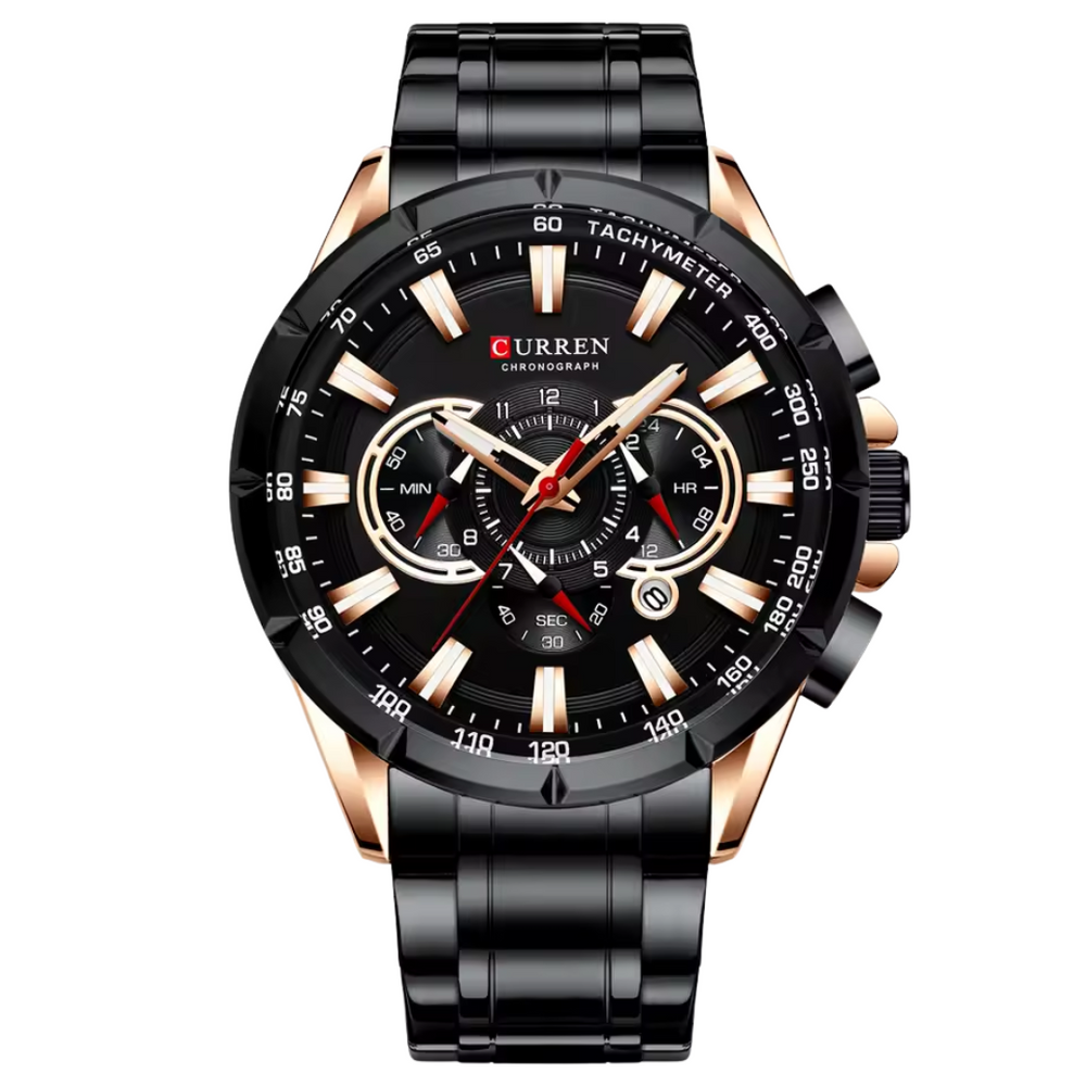Relógio Masculino Curren Steelmax 48mm Vidro de Safira