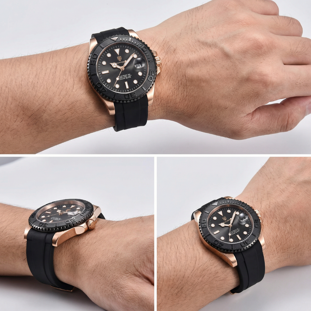 Poedagar Tatic Silicone Premium Preto 44mm