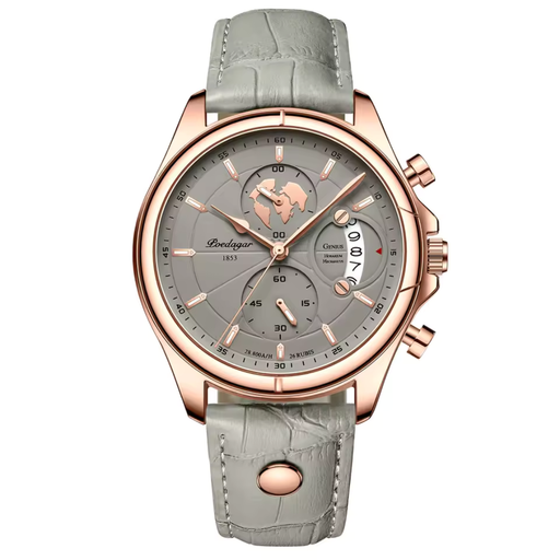 Relógio Poedagar Genius Verde Caqui Elegante com Pulseira em Couro