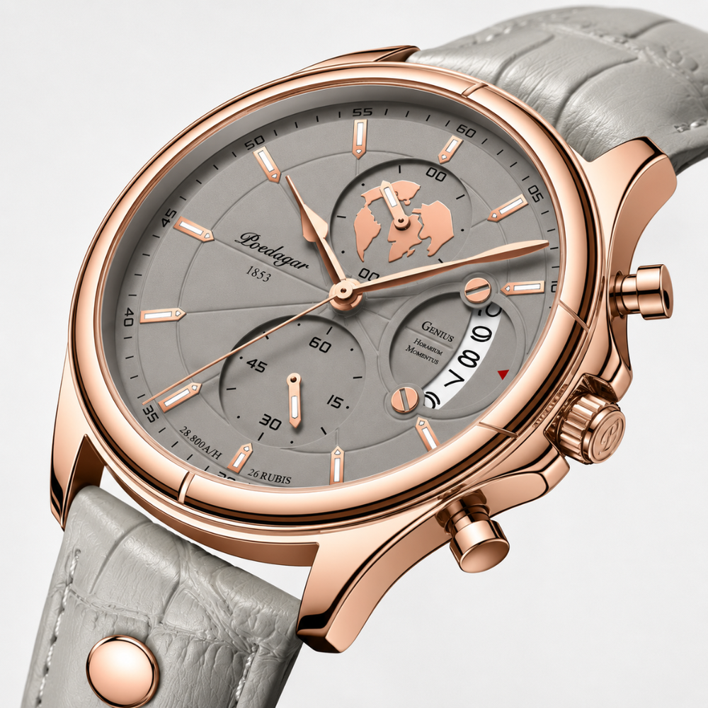 Relógio Poedagar Genius Verde Caqui Elegante com Pulseira em Couro