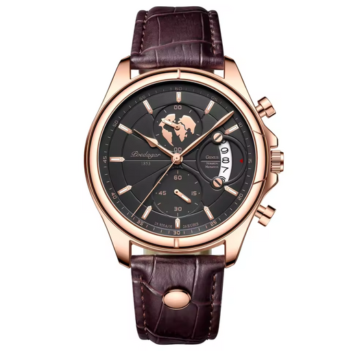 Relógio Masculino Poedagar Deluxe 44mm Couro Genuíno