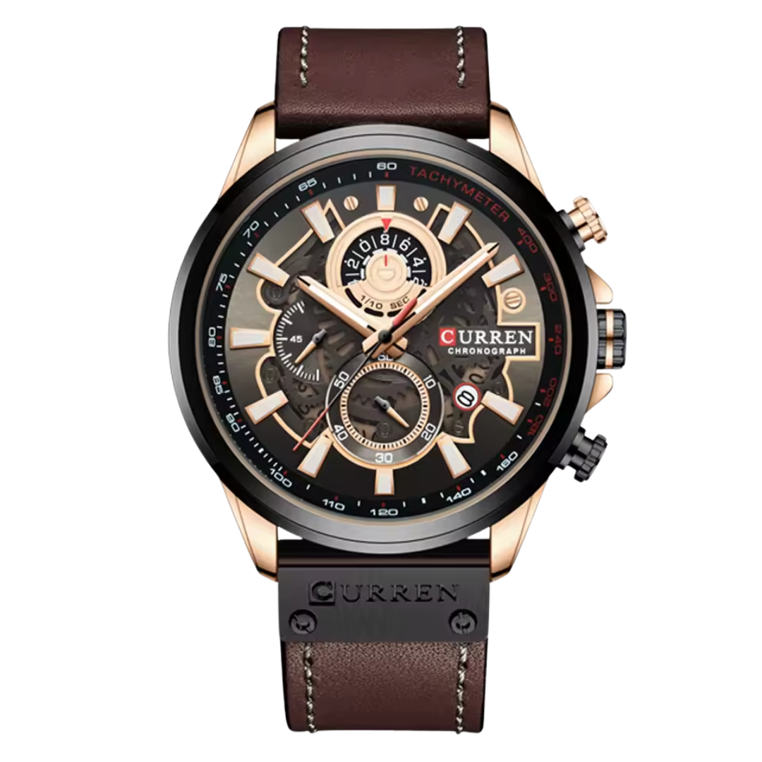 Relógio Masculino Curren Motors 48mm Couro Legítimo
