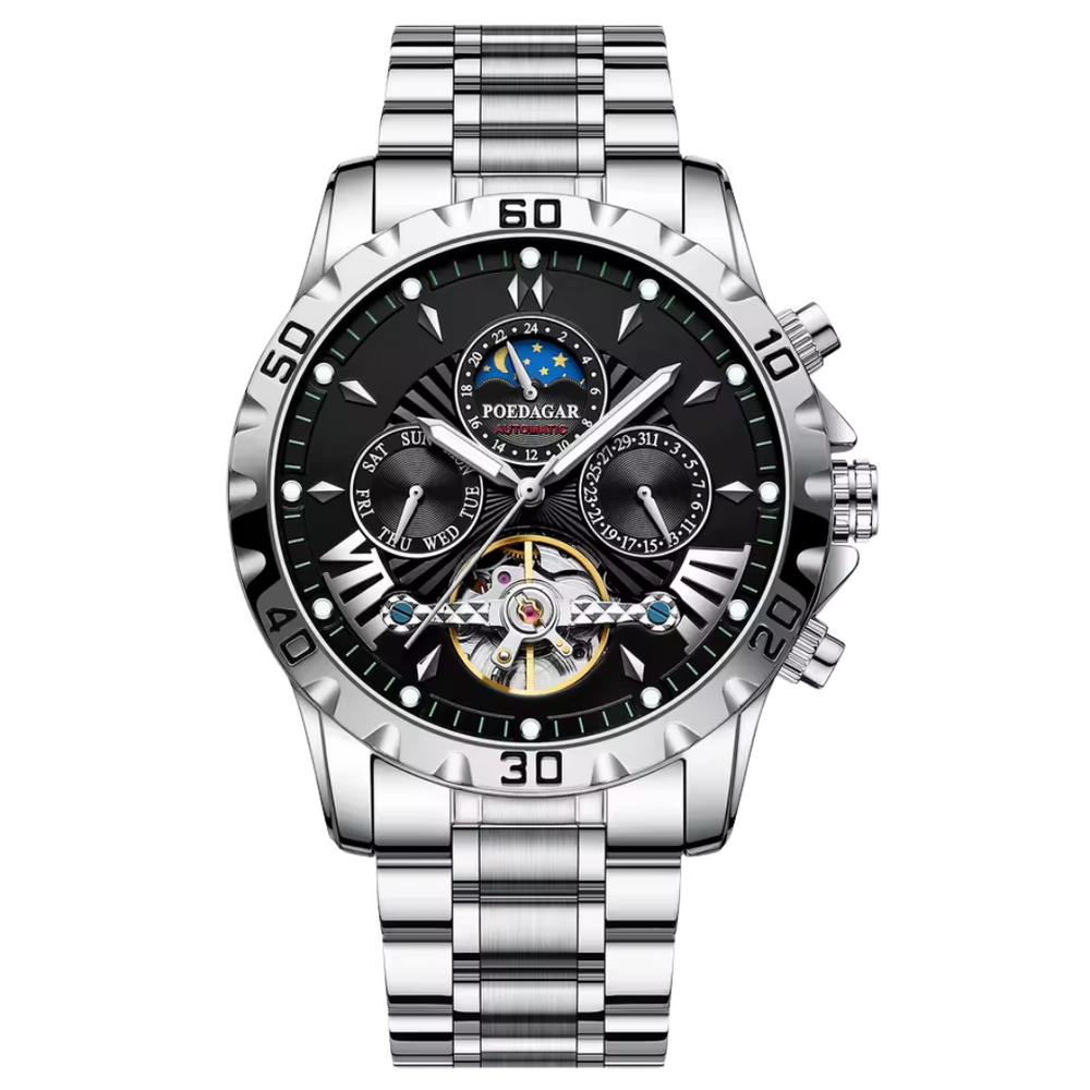 Relógio Masculino Poedagar Cassino 43mm Automático Cristal de Safira