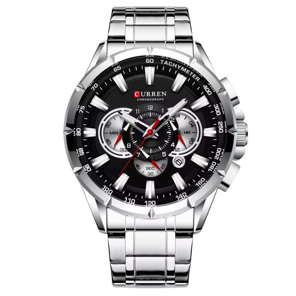 Relógio Masculino Curren Steelmax 48mm Vidro de Safira