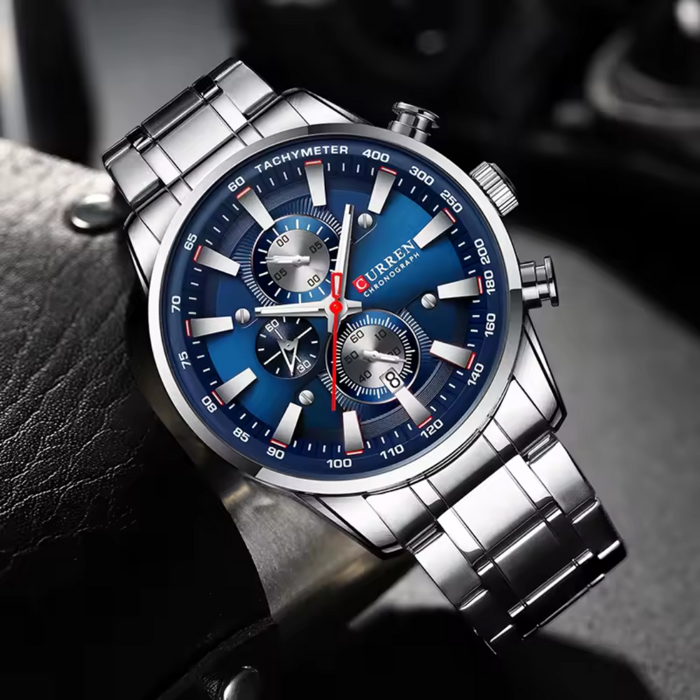 Relógio Masculino Curren Chromo 47mm 3 Mostradores