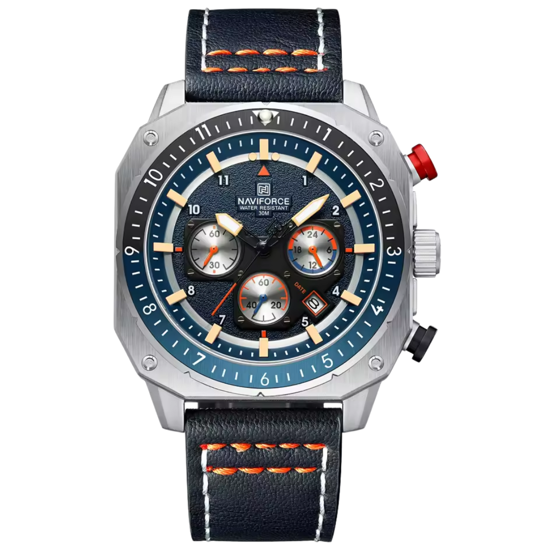 45mm | Couro Legítimo Design Angular Exclusivo Edição de Corrida