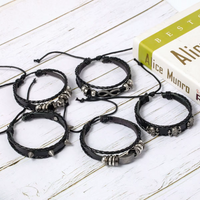 Pulseiras Punk em Couro - 5 Unidades