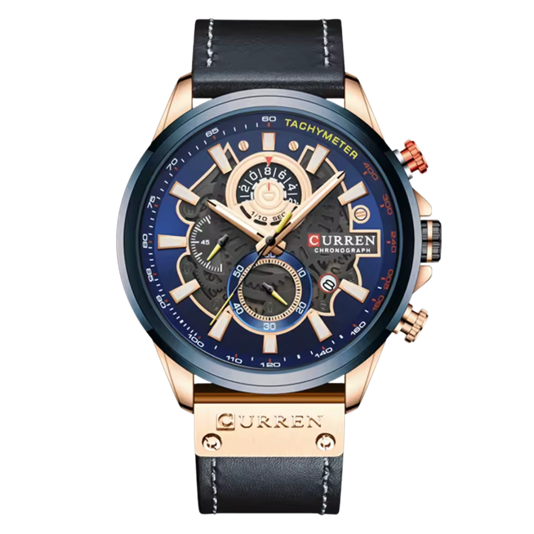 Relógio Masculino Curren Motors 48mm Couro Legítimo