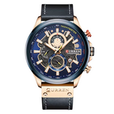 Relógio Masculino Curren Motors 48mm Couro Legítimo