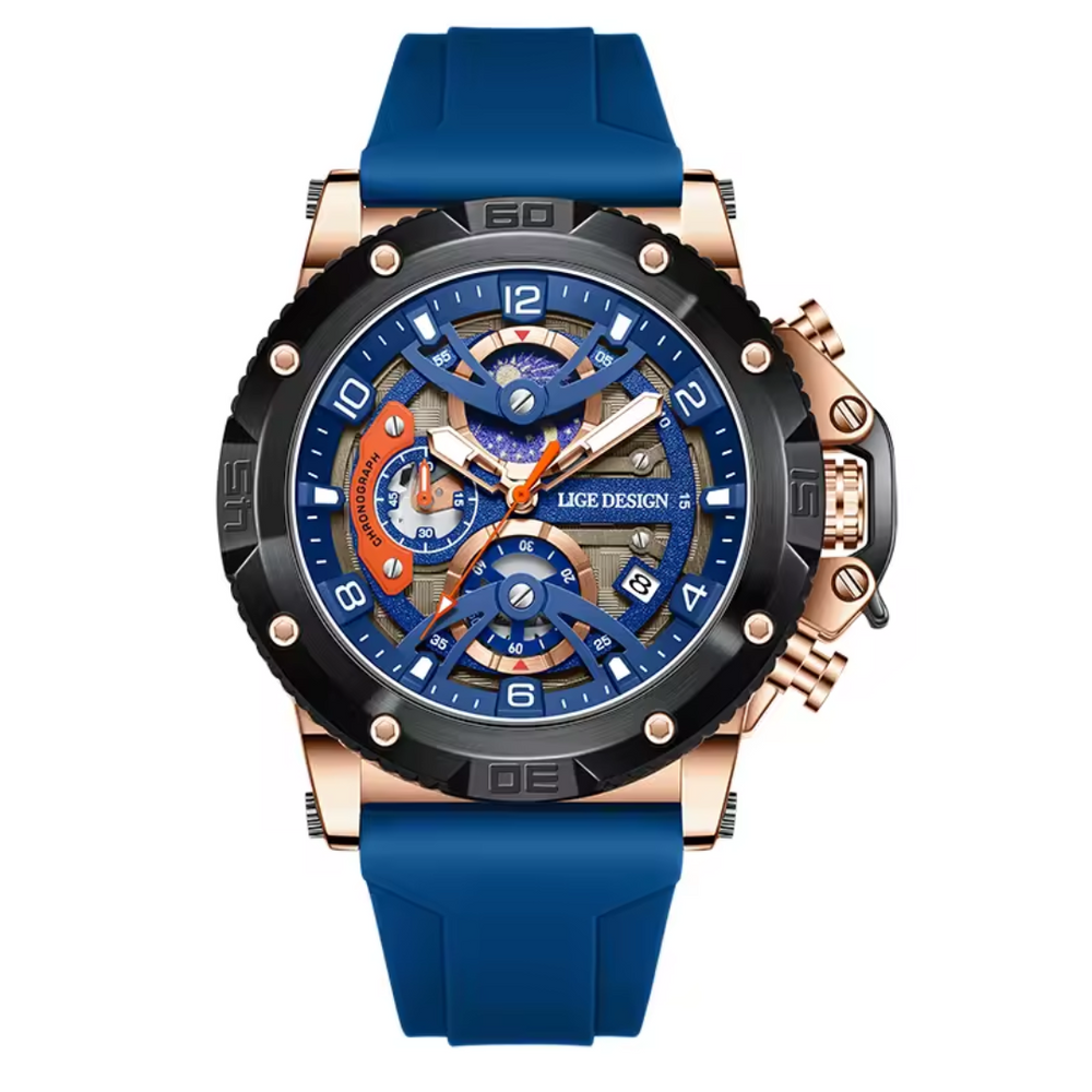 Relógio Masculino Lige Reactor 45mm Silicone Premium