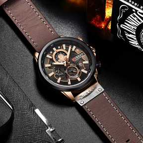 Relógio Masculino Curren Motors 48mm Couro Legítimo