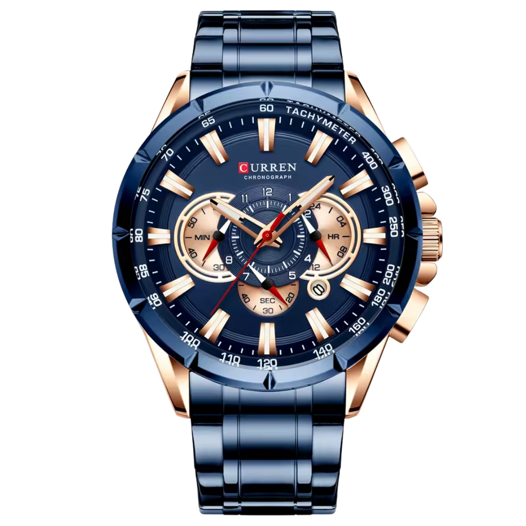 Relógio Masculino Curren Steelmax 48mm Vidro de Safira