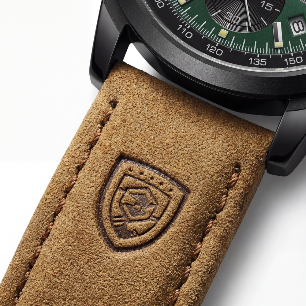 Poedagar Class Couro Impermeável Verde 41mm