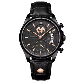 Relógio Masculino Poedagar Deluxe 44mm Couro Genuíno