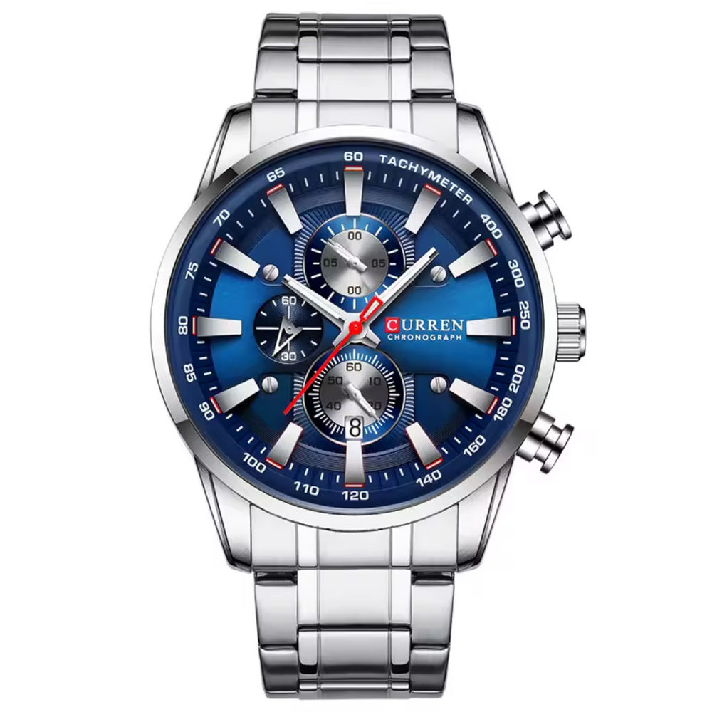Relógio Masculino Curren Chromo 47mm 3 Mostradores