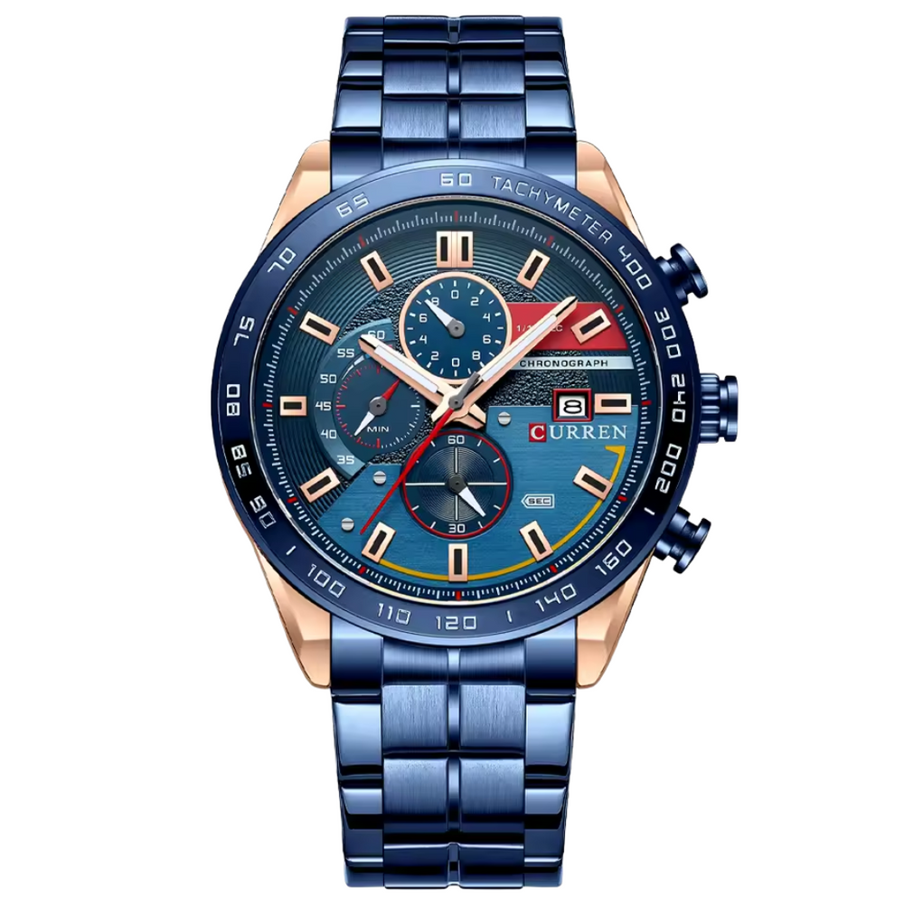 Relógio Masculino Curren Poker 45mm Acabamento Polido