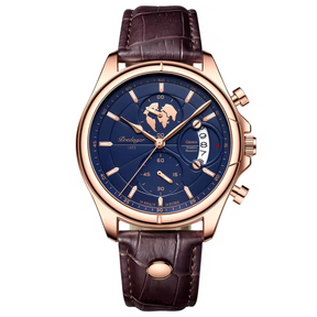 Relógio Masculino Poedagar Deluxe 44mm Couro Genuíno