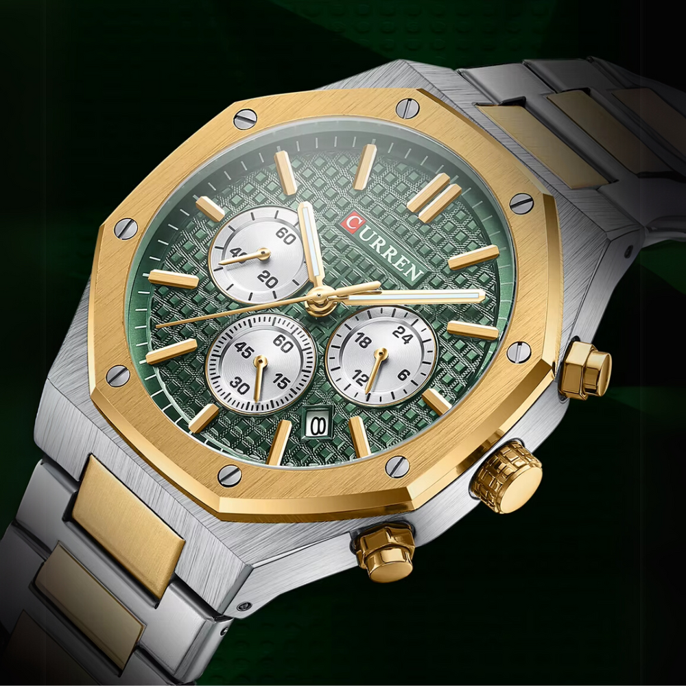 Relógio Masculino Curren Octogonal 40mm Cristal Hardlex