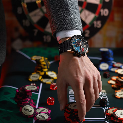 Relógio Masculino Curren Poker 45mm Acabamento Polido