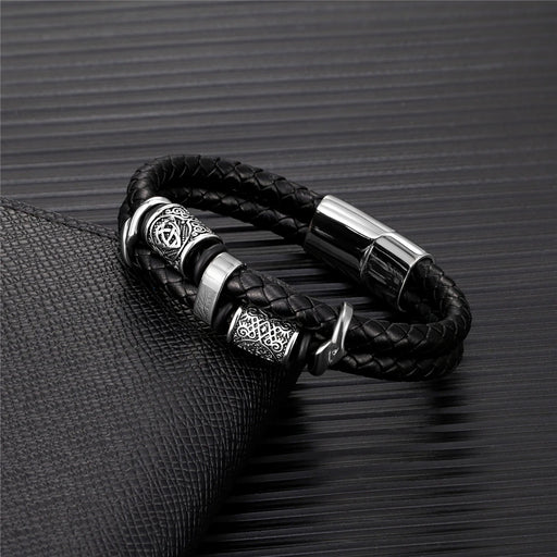 Pulseira Viking em Couro Trançado