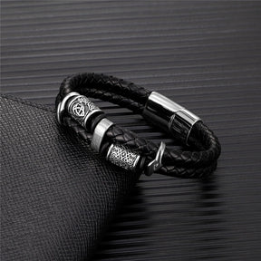Pulseira Viking em Couro Trançado
