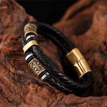 Pulseira Viking em Couro Trançado