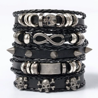 Pulseiras Punk em Couro - 5 Unidades