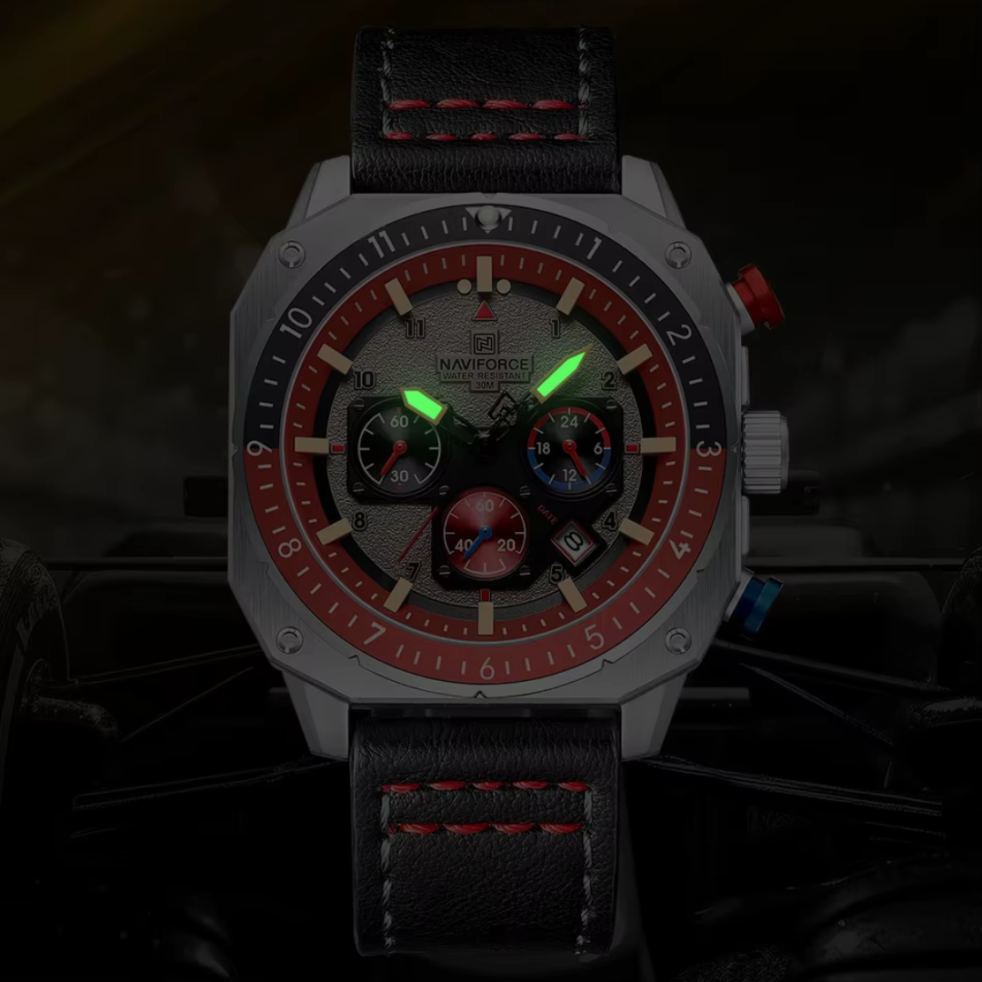 45mm | Couro Legítimo Design Angular Exclusivo Edição de Corrida