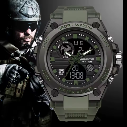 Relógio SANDA Militar Dual Verde