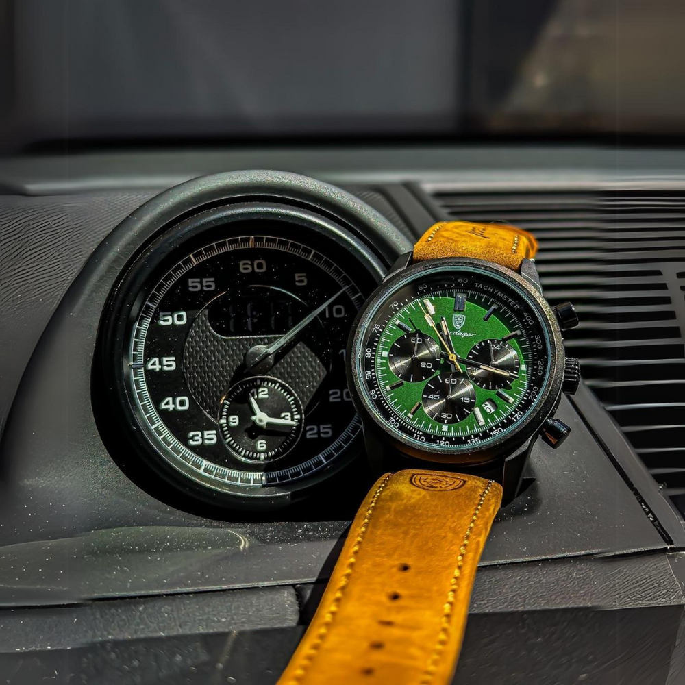 Poedagar Class Couro Impermeável Verde 41mm